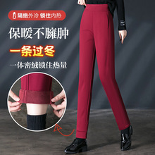 2025冬季休闲裤女加绒加厚松紧腰宽松显瘦高腰妈妈哈伦长裤加绒裤