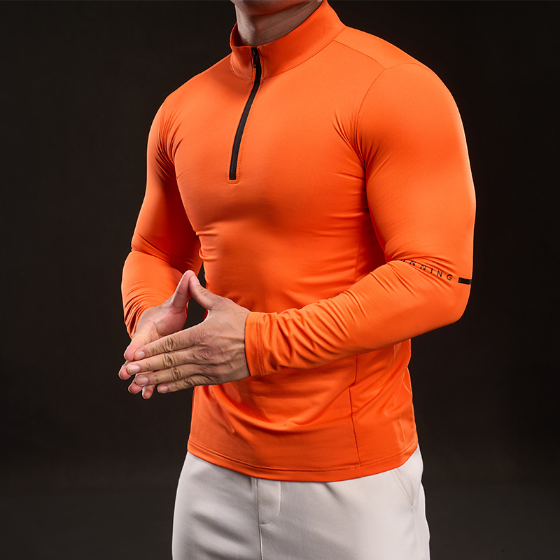 61807 Domineering Muscle Style 2025 Новая быстросохнущая футболка из ледяного шелка с длинными рукавами Мужская повседневная спортивная эластичная футболка для фитнеса на открытом воздухе