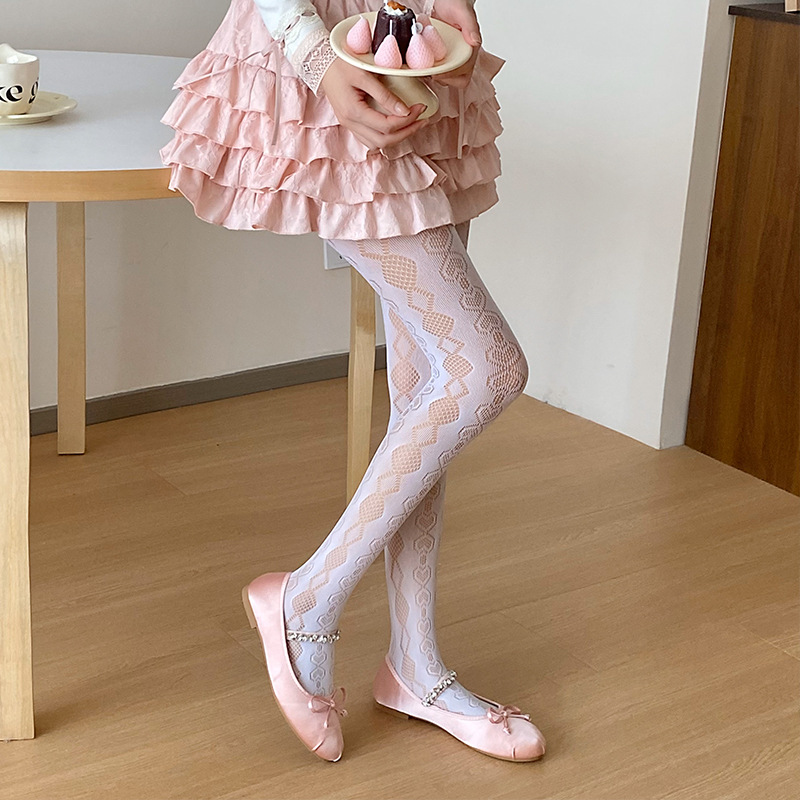 Primavera y verano Lolita chica medias diamante encantador jacquard adelgazamiento encaje hueco malla sexy pantyhose calcetines de red