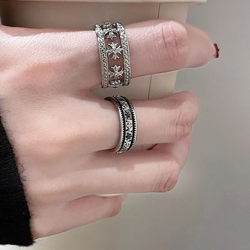 Unique Starburst Snowflake Fashionable French Minimalist Open Ring for Women, Cool and Niche Design, Light Luxury Ring