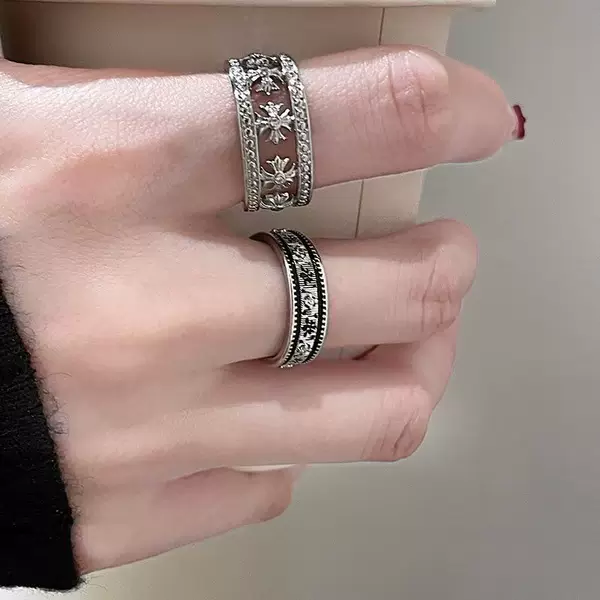 Unique Starburst Snowflake Fashionable French Minimalist Open Ring for Women, Cool and Niche Design, Light Luxury Ring