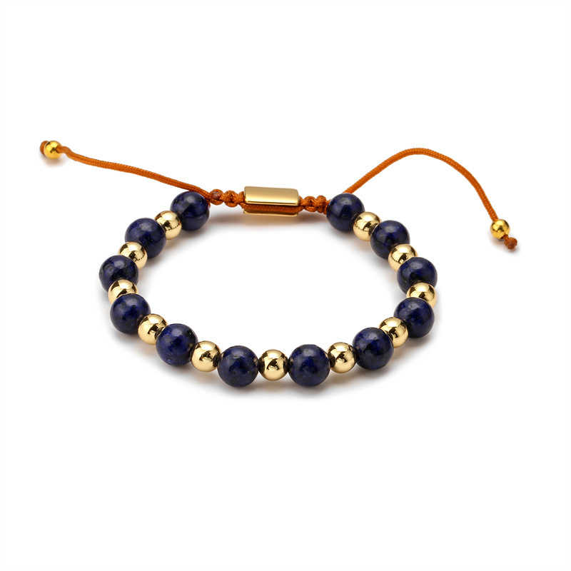 Amazon Venta caliente de piedra natural ágata pulsera tejida a mano de piedra natural pareja pulsera de cuentas