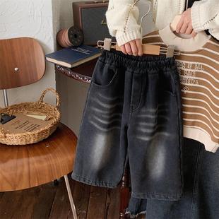 2025 New Style Girls' Casual Straight Pants Children's Versatile Jeans Autumn and Winter New Boys' Retro Pants