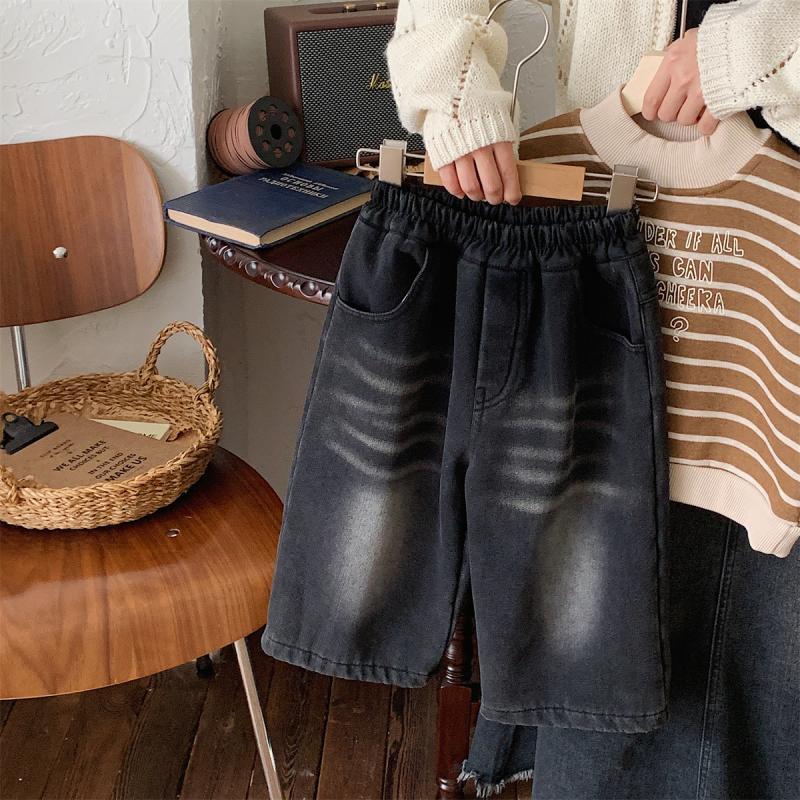 2025 nuevos pantalones de pierna recta casuales de estilo occidental para niñas, jeans de todo fósforo para niños, nuevos productos de otoño e invierno, pantalones retro para niños