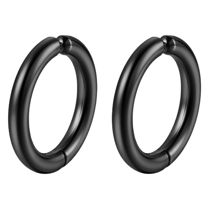 Amazon mismo estilo hip hop estilo de moda de alambre redondo de acero inoxidable clip de oreja sin oreja simple moda de acero de titanio hebilla del oído de los hombres