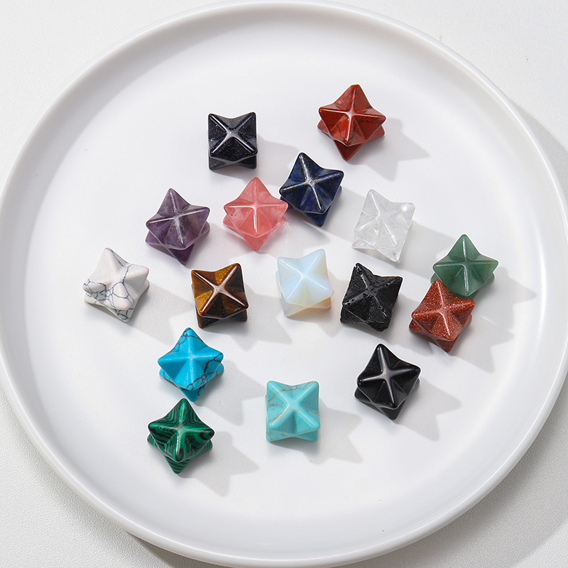 Natural White Crystal Merkaba 2.0 Ornaments Six-Pointed Star Handmade DIY Pendant Jewelry Star of David Octagonal Star