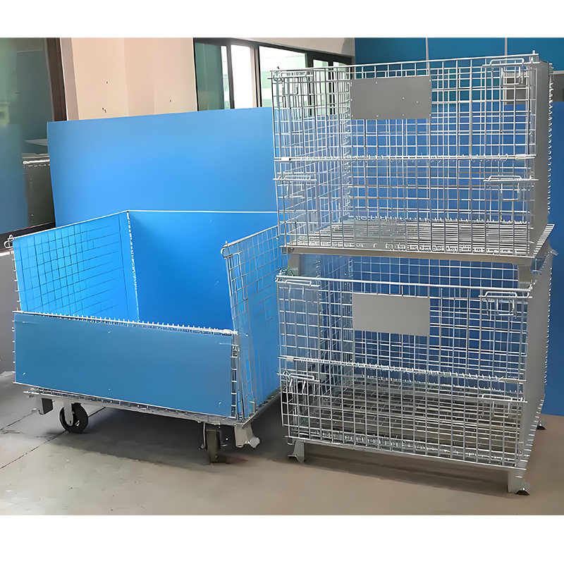 厂房移动废料专用仓储笼镀锌铁框蝴蝶笼金属仓库折叠笼物流快递笼