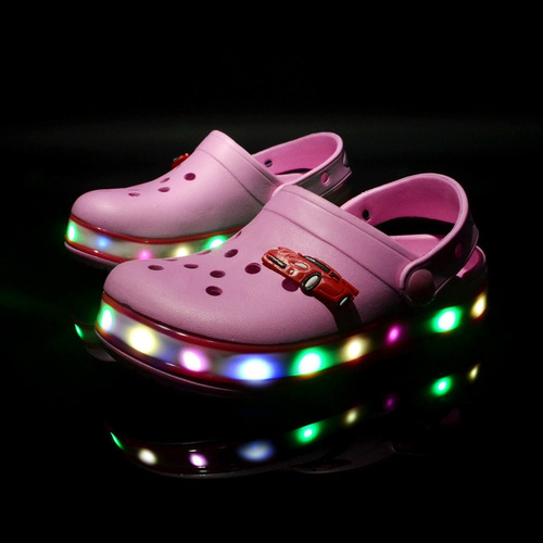 LED Light Shoes Children's Crocs Summer Children's Shoes Sandals 24 New Slippers Beach Shoes Hollow Baby Shoes Wholesale