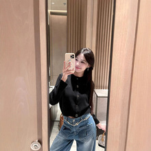 原版开发！深圳南油早秋新品小香风书包扣弹力羊毛针织开衫女修身