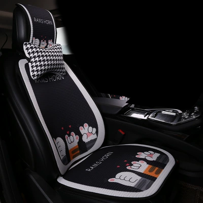 All Seasons, Linen Seat Cushion, Half-Wrapped, Seat cushion, seat cover - black-love-cat-claw-main-driver-1-seat-cushion-1-back-cushion-1-neck-pillow-honeycomb