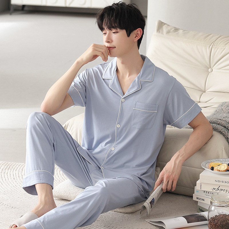 Pijamas de los hombres verano modal algodón pantalones manga corta más tamaño pijama cardigan Delgado desgaste del hogar traje casual