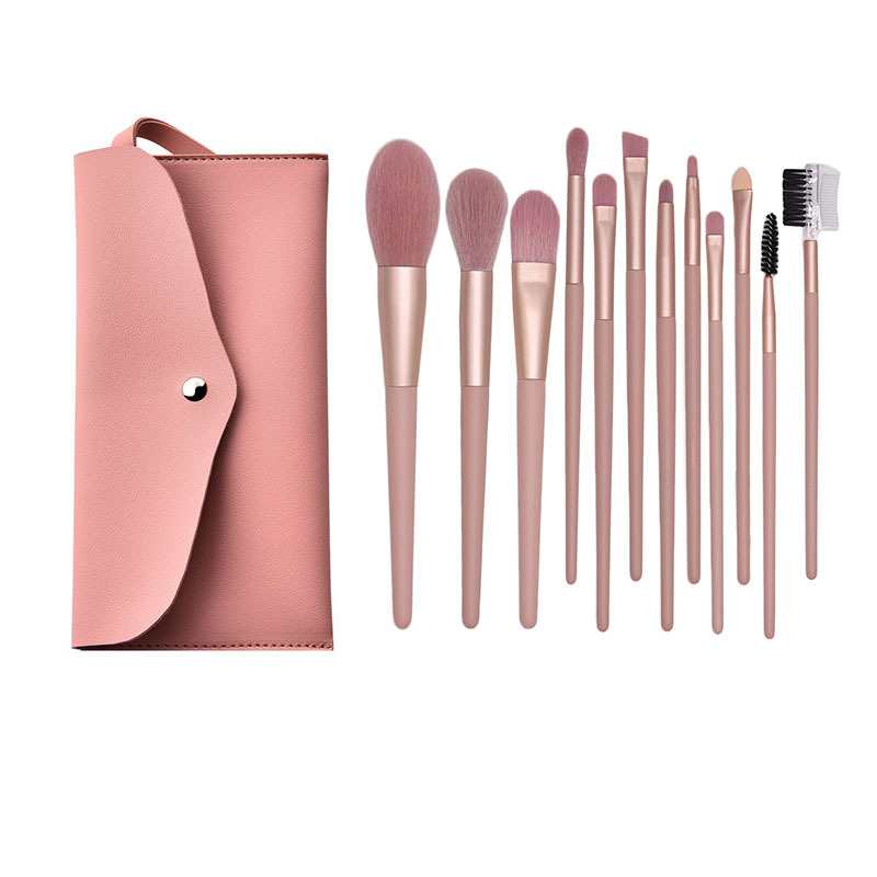 7 Unids 12 Unids nude Pink maquillaje cepillo conjunto suave principiante cepillo suelto rubor cepillo de sombra de ojos herramientas de belleza