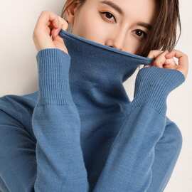 秋冬新款堆堆领毛衣套头打底针织衫宽松内搭韩版毛衣女上衣批发