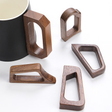 多款式胡桃木榉木手柄陶瓷杯玻璃杯配件平面把手马克杯通用木把手