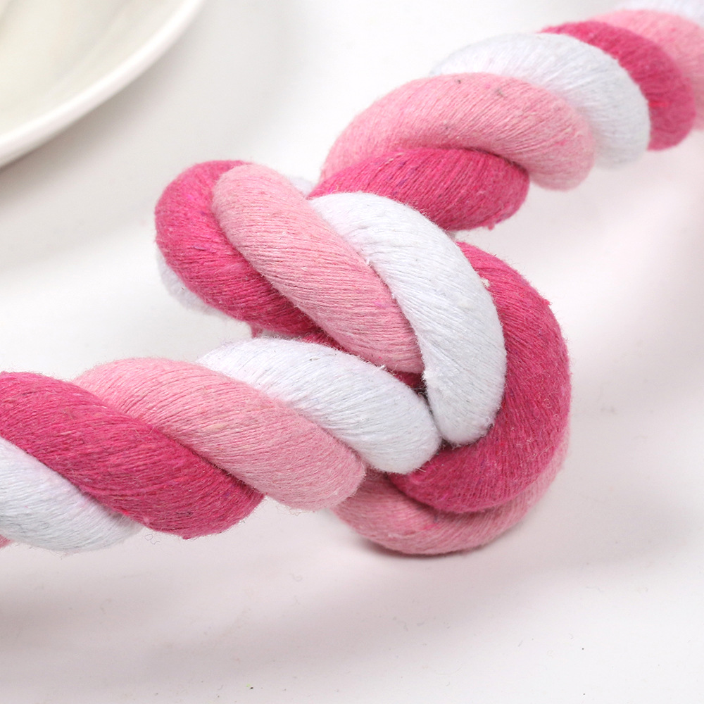 Fabricante de juguetes para mascotas, cuerda de algodón de tres hebras, juguete para perros, cuerda tejida para masticar, artículos para mascotas, procesamiento de cuerda de tres hebras, venta al por mayor
