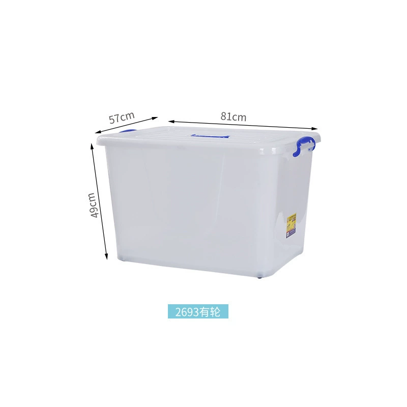 Transparent plastic storage box with lid and handles, stackable, multiple extra‑large sizes (cm)