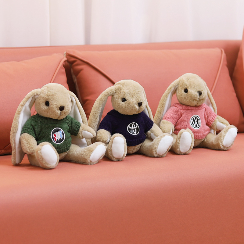 Suéter lindo muñeca de peluche conejo orejas colgantes juguetes Mercedes-Benz Audi Volkswagen Toyota Ford muñeca 4S regalo de actividad de la tienda