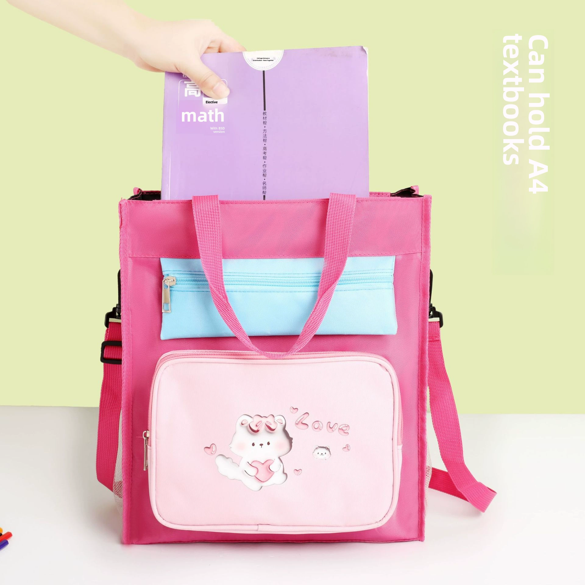 Handheld capacious book bag, storage bag
