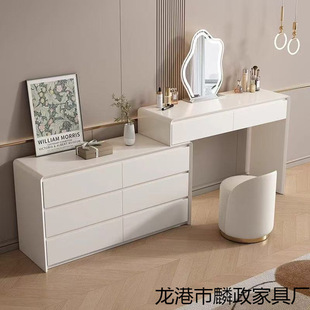 Solid Wood Baking Paint Dressing Table Cream Style Simple Modern 2025 New High-end Sense Bedroom Bucket Cabinet Integrated Makeup Table