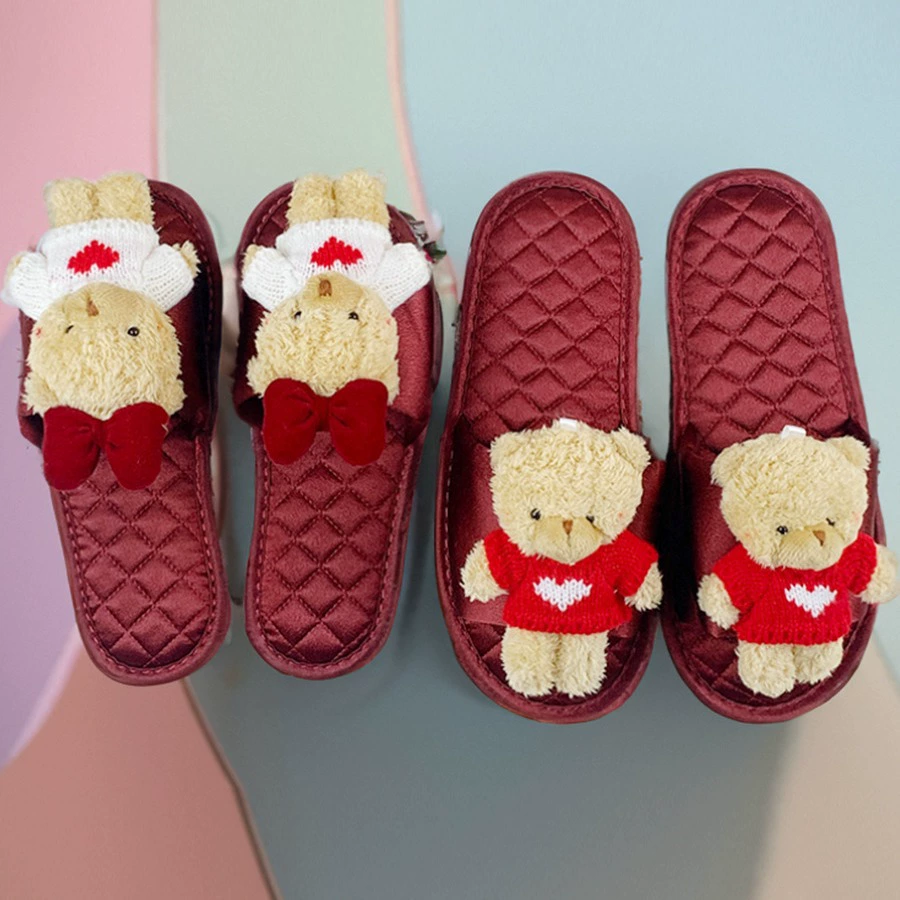 Красные атласные тапочки, чтобы жениться на паре 2024 новых премиум-ощущении года, приданое утреннее платье, свадебные туфли для молодоженов