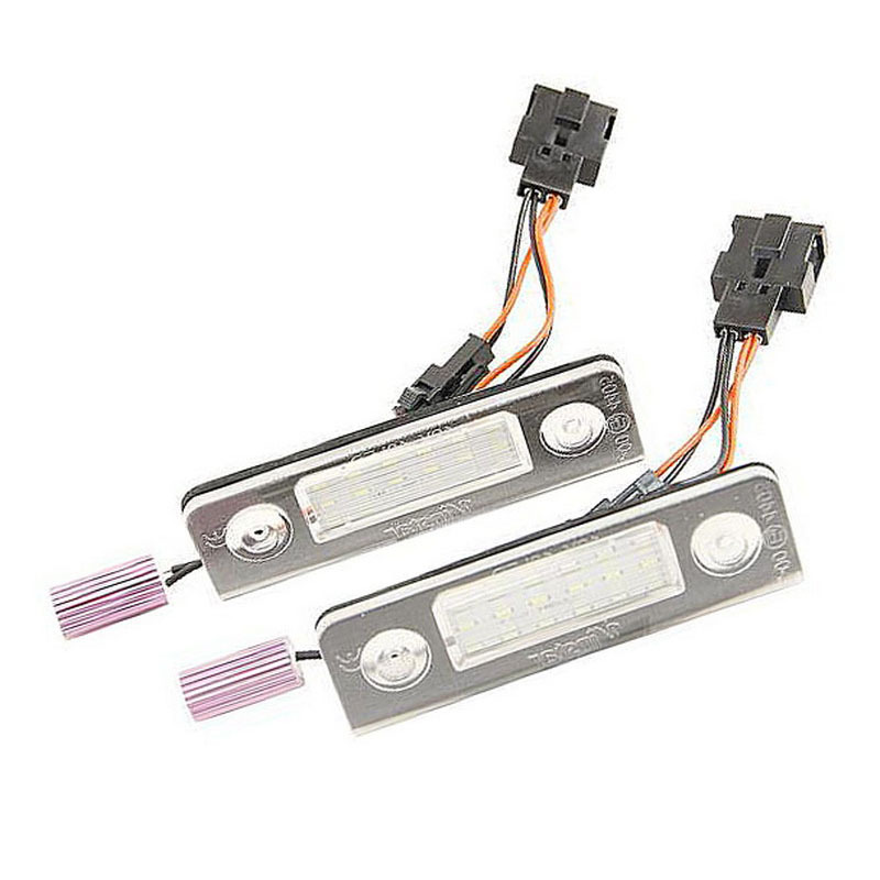 Suitable for Volkswagen Skoda Octavia II facelift models 09-12, license plate lights, 18 LED white lights, black cotton, 2 pieces