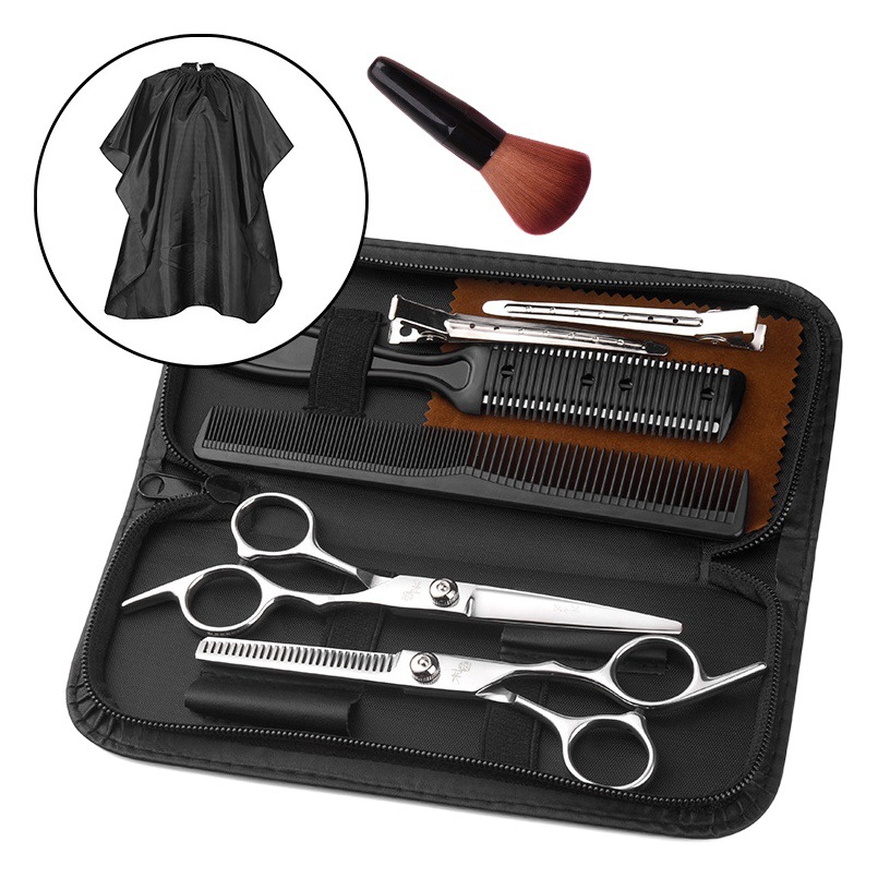 Tijeras de pelo de peluquería de acero inoxidable traje especial herramientas tijeras de dientes planos tijeras adelgazamiento flequillos al por mayor
