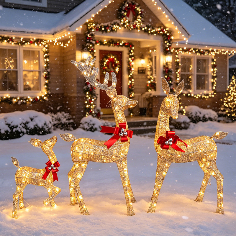 Outdoor Deer Lights Christmas Decoration Warm White 210 Led Lights Christmas Garden Decoration Ornaments Holiday Party Decoration