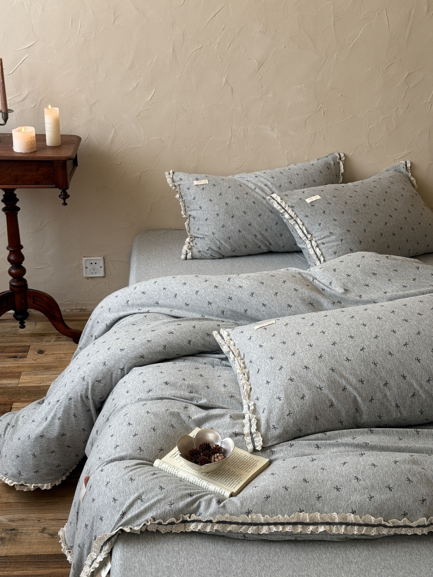 Nordycka pościel z dzianiny bawełnianej w stylu boho vintage_voghion.com