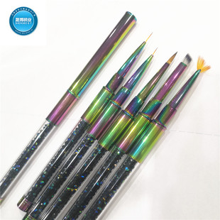 Cross-Border Nail Brush Metal Gradient Rod Manicure Brush with Pen Cap Pull Pen Gradient Smudge Pen Tool Wholesale