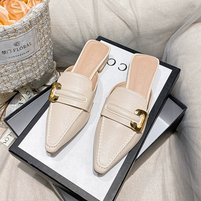 B7 ленивый Баотоу половинные тапочки женщины носят 2024 новые женские летние каблуки повседневная женская обувь больших размеров 41-43