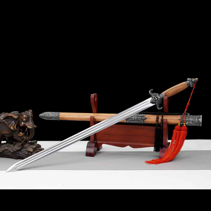 龙泉市刀剑高锰钢一体锻打福寿宝剑清剑影视道具冷兵器收藏未开刃