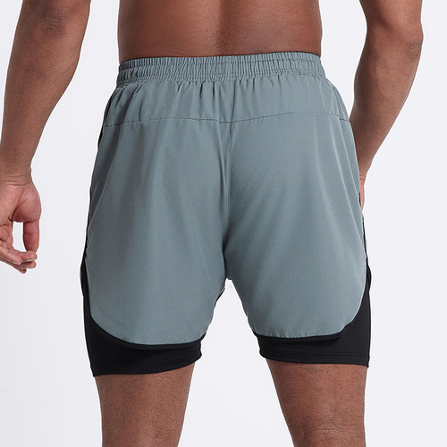 American Summer New Style Swim Fitness Shorts Quick-Dry Three-Piece Men's with Liner Training Pants Trendy Ins