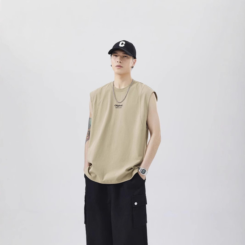 Heavyweight Fitness Wide-Shoulder Vest for Men, Loose Plus-Size Summer Sports Sleeveless T-Shirt Vest Trendy Top Heavyweight Fitness Wide-Shoulder Vest for Men, Loose Plus-Size Summer Sports Sleeveless T-Shirt Vest Trendy Top