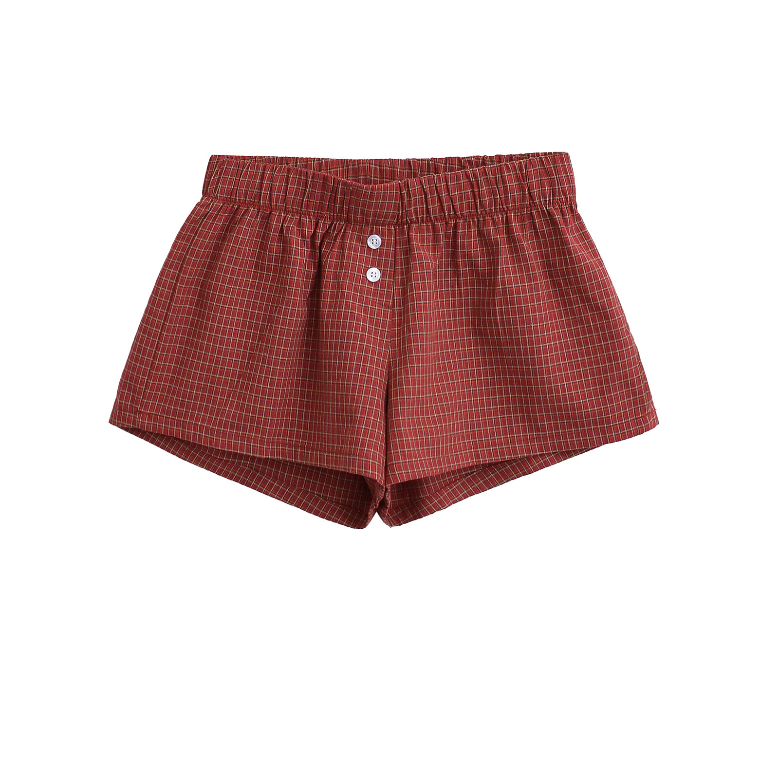 1379-European and American style hot girls loose plaid wide leg shorts women's 2025 new elastic waist button casual hot pants