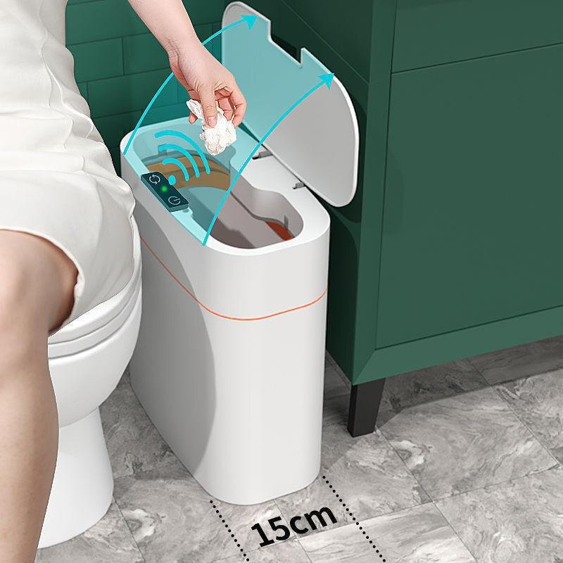スマート誘導ゴミ箱家庭用 2025 新しい全自動包装誘導浴室トイレ隙間トイレットペーパーバケツ|undefined
