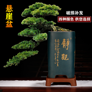 Yixing Purple Sand Flower Pot, Tall Square Orchid Pot, Extra-Large Cliff Potted Plant, Tall Ceramic Pot, Classical Flower Pot