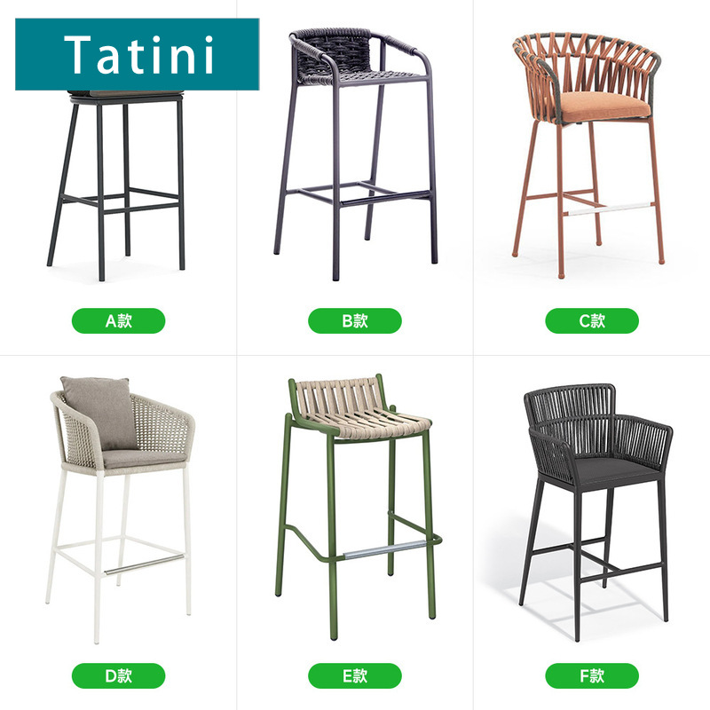 silla de bar al aire libre patio alojamiento creativo muebles de aleación de aluminio al aire libre a prueba de agua silla alta de caña