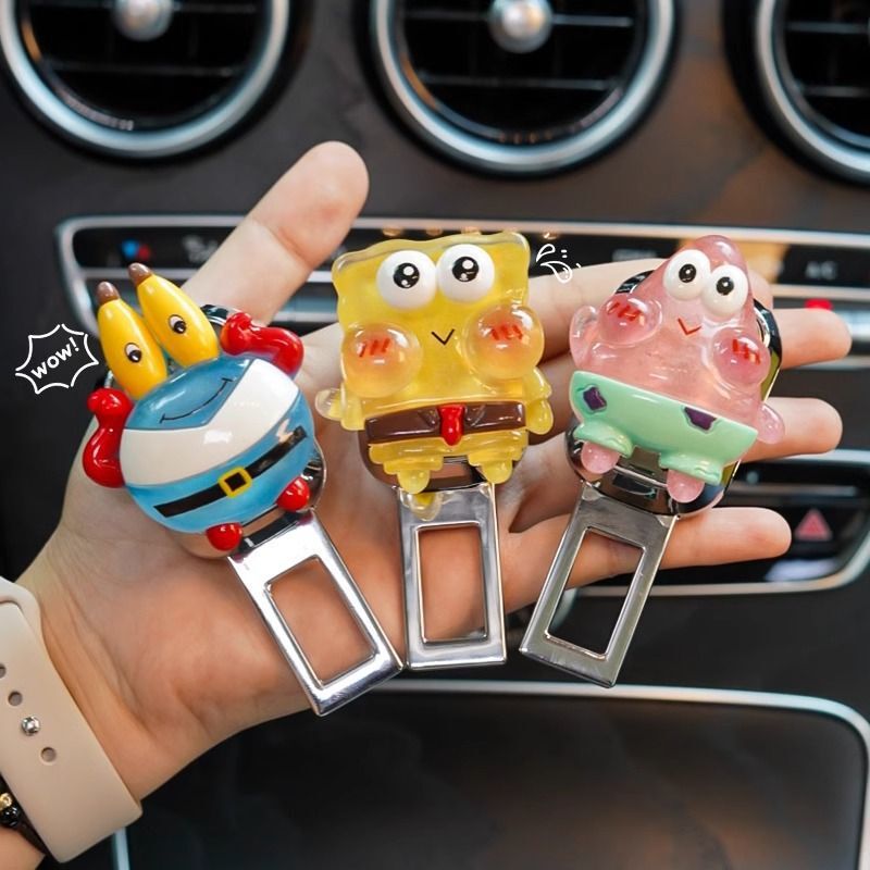 Car Safety Buckle Cute Cartoon Rear Seat Belt Fork Holder Car Anti-Stranglehold Extension Connector