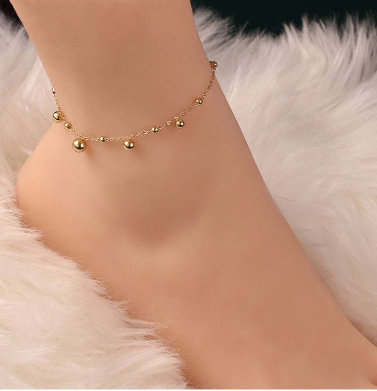 Daily Occasion 304 Stainless Steel Material Geometric Pattern Fashion Geometric 304 Stainless Steel Waterproof Non Tarnish Real Gold Plated Women'S Anklet