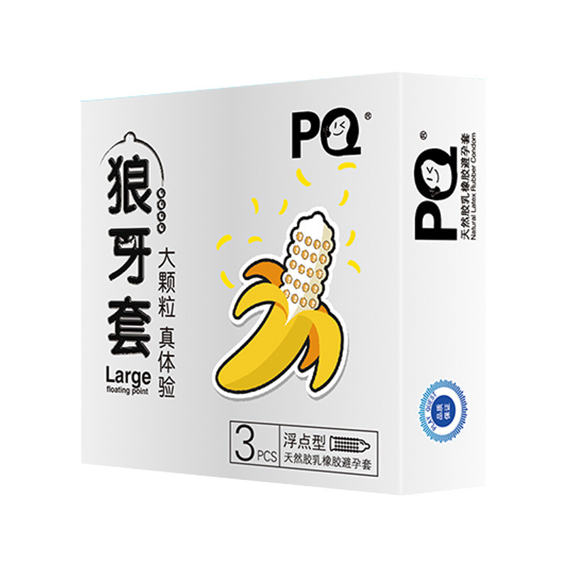 Heishi Heino enamorado de un pequeño plátano lobo de dientes preservativos condones granulares parejas productos de planificación familiar para adultos
