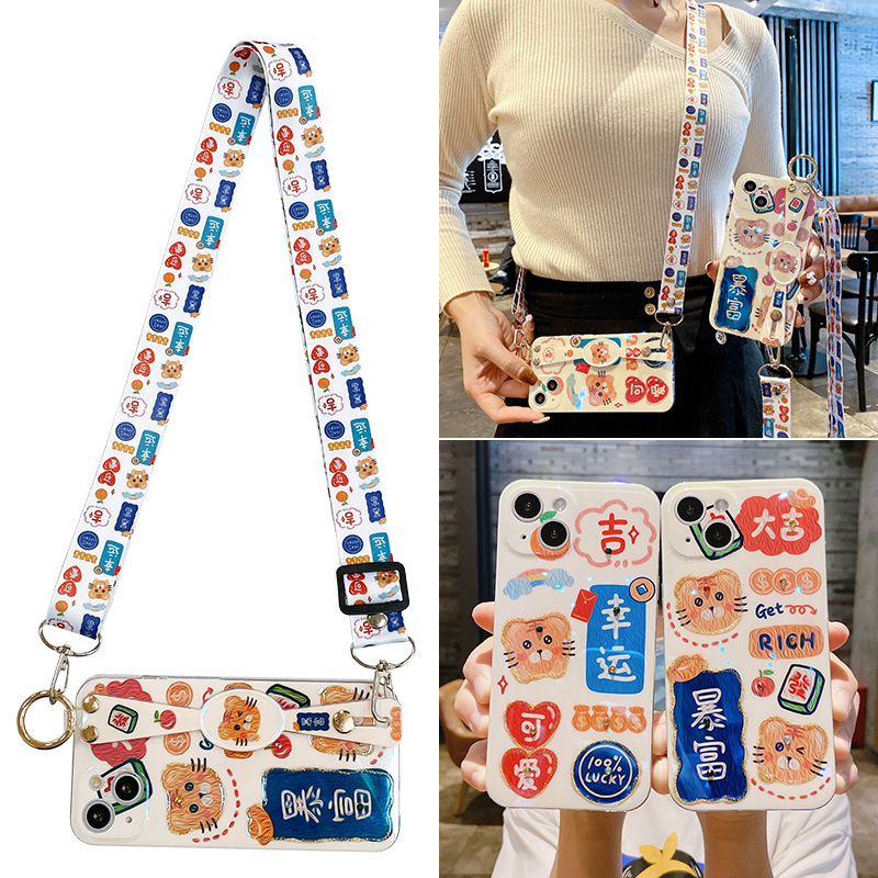 虎年新款適用蘋果12 13pro MAX軟殼iphone11 xs xr手機殼水鑽腕帶