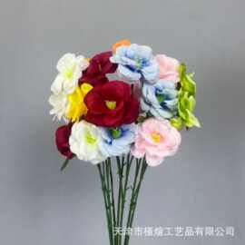 仿真花3头清新玫 婚庆布景婚礼堂装饰插花花艺家居摆设拍摄道具