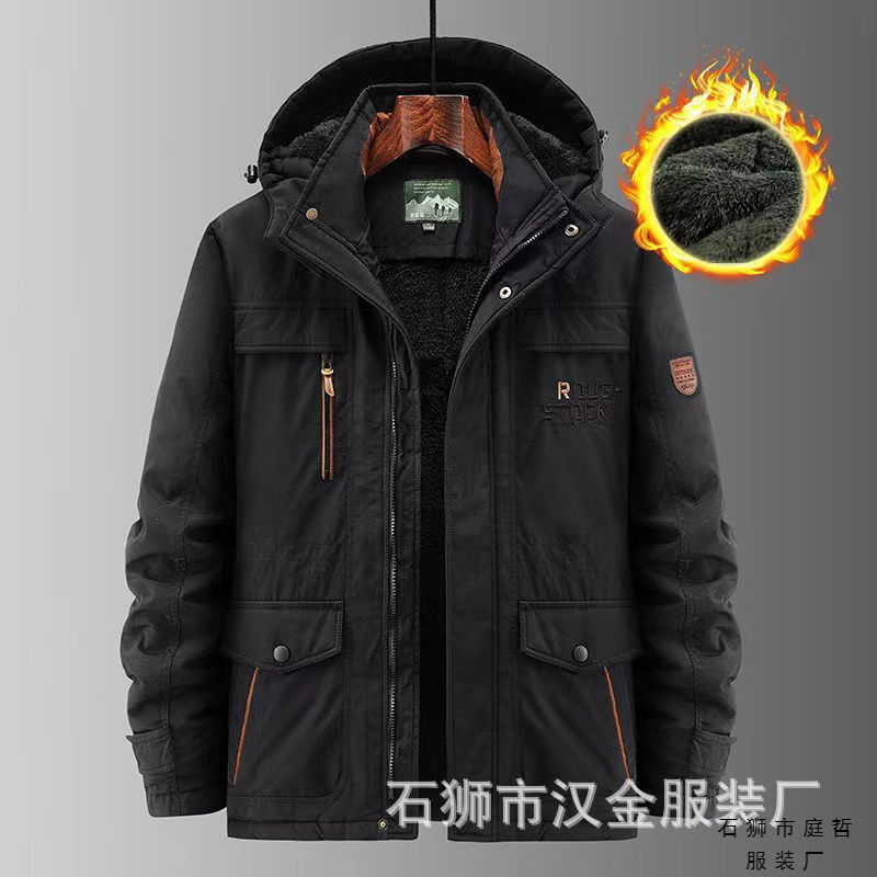 Cross-border plus size Jacket Men's Cotton-padded Jacket Winter fleece-lined Thickened Large Cotton-padded Clothes Outdoor Windproof Multi-pocket Rustic Clothes Cross-border plus size Jacket Men's Cotton-padded Jacket Winter fleece-lined Thickened Large Cotton-padded Clothes Outdoor Windproof Multi-pocket Rustic Clothes