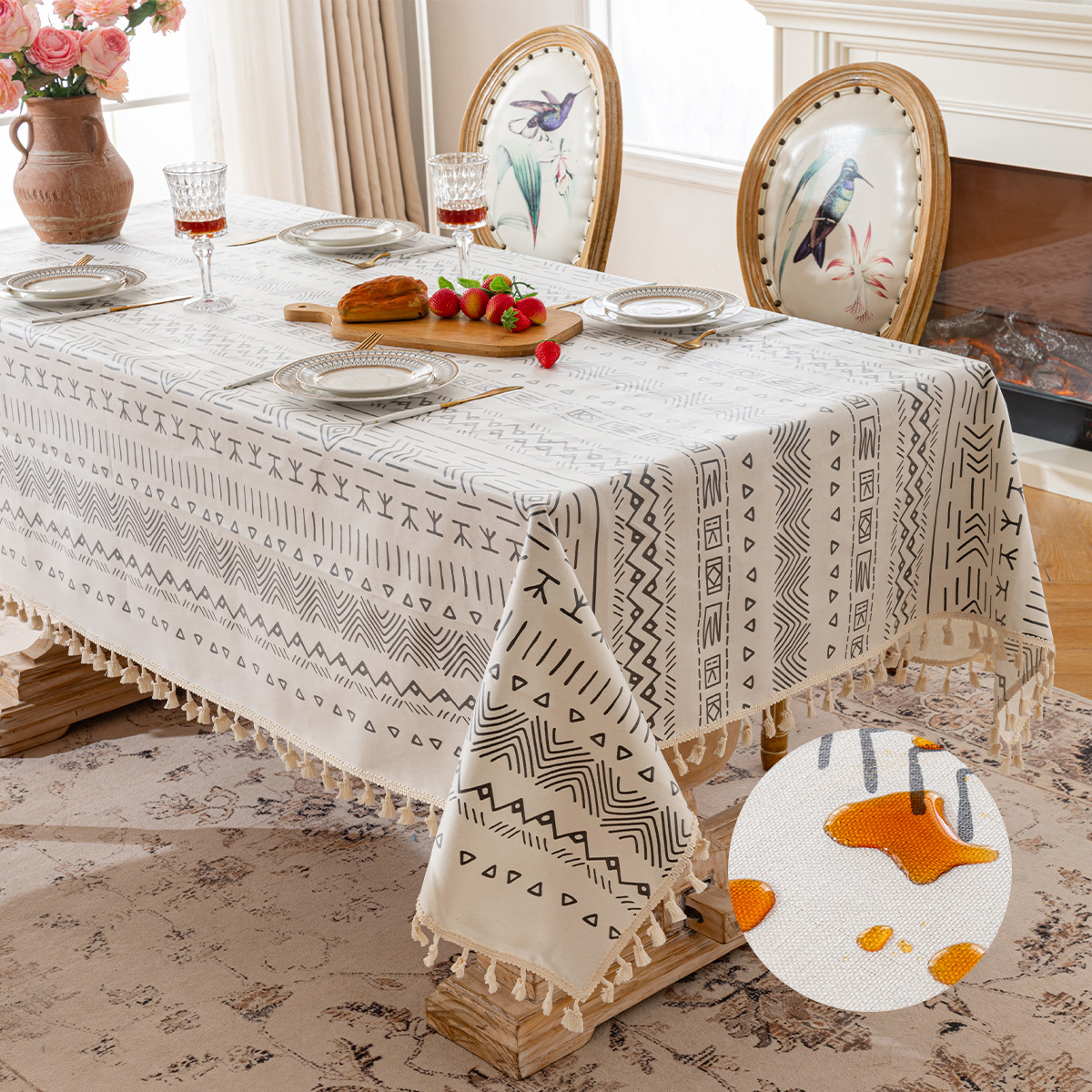 Mantel de estilo bohemio Mantel de mesa impermeable y resistente al aceite