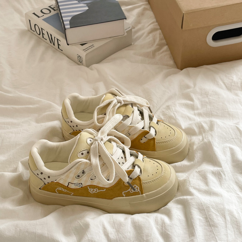 Diseño original Kitty zapatos de skate para mujeres 2025 nuevo otoño invierno versátil lindos zapatos blancos casuales zapatos deportivos