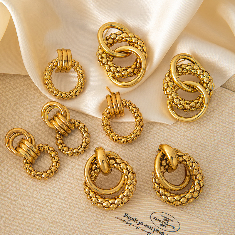 1 Pair Vintage Style Geometric Plating Titanium Steel Ear Studs display picture 2