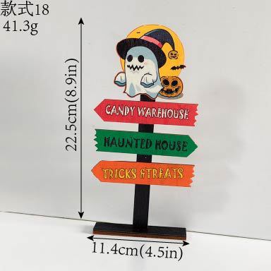 跨境亚马逊鬼节装饰用品万圣节南瓜精灵字母木质摆件幽灵木制摆台|undefined