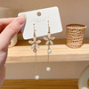 Retro fashionable small earrings with tassels, design silver needle, wholesale
