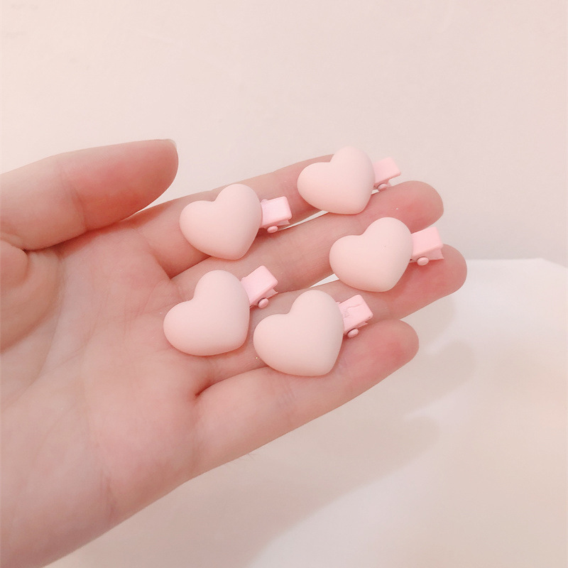 ピンク系の甘いヘアピンのサイドクリップの女性のサイドのかわいいヘアピンの少女の心のアヒルの口のbbクリップの前髪のクリップの頭飾り|undefined