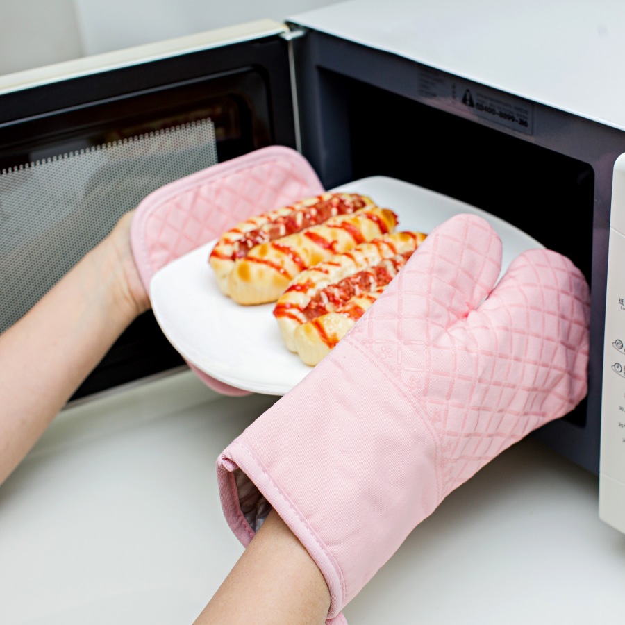 Guantes de aislamiento térmico de silicona de algodón engrosados alargados antideslizantes resistentes a altas temperaturas guantes de horno de microondas horno de cocción guantes antiquemaduras